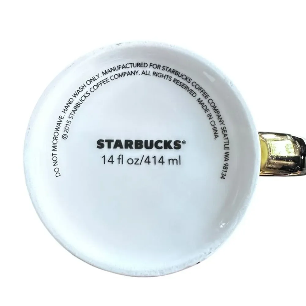 Starbucks 2015 Green Trees White Ceramic Coffee Cup Mug - 14 oz   ***Item:‎ HH75